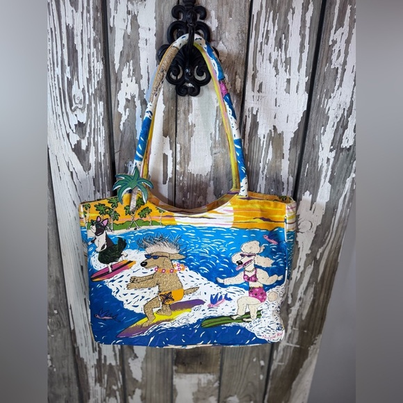 Nicole Rubel Cappelli Surfing Dogs Beach Tote Vintage - Picture 3 of 9